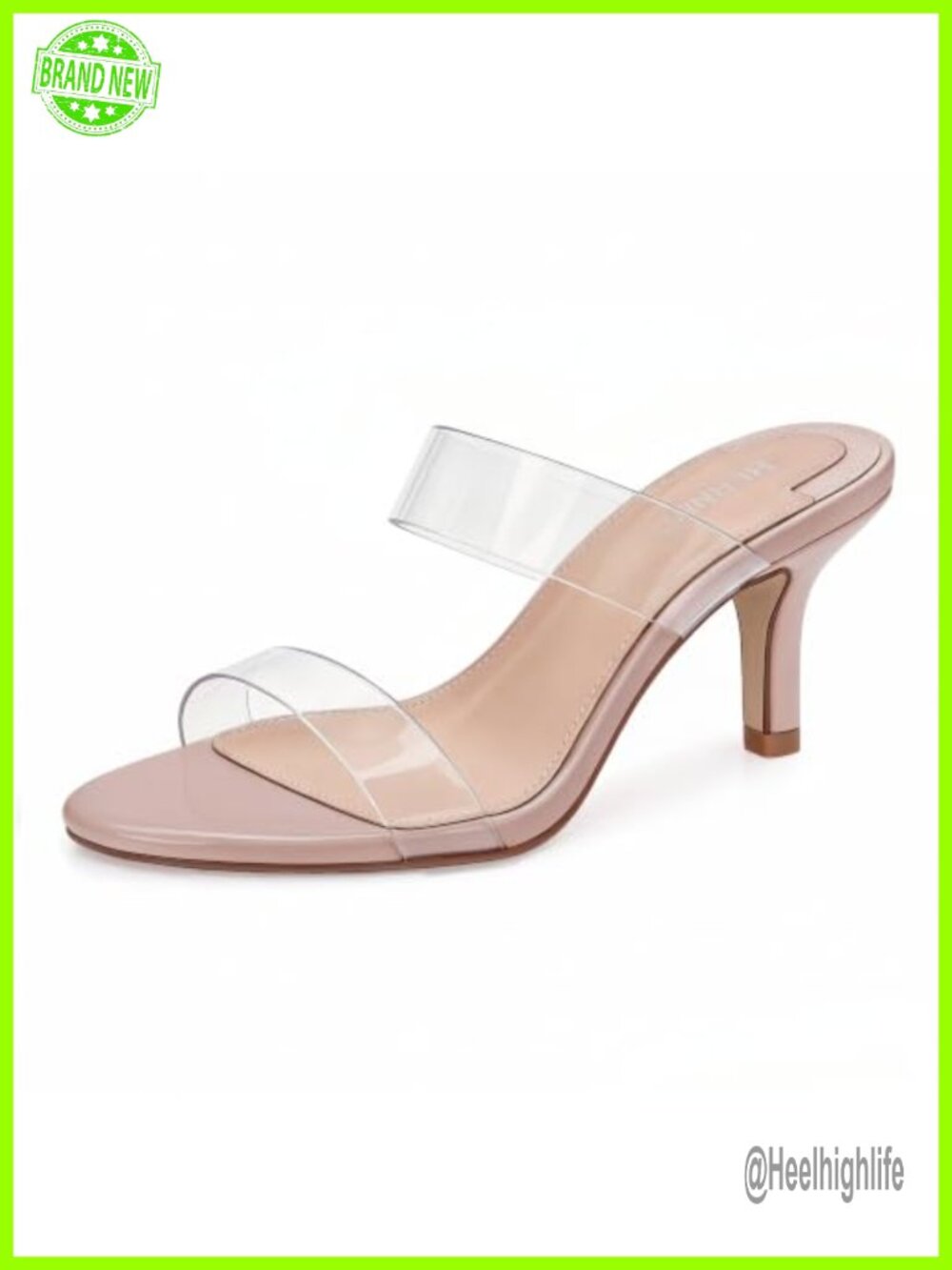 Clear Heels Women 2 Inch Transparent Strappy Mule Sandals Slip On